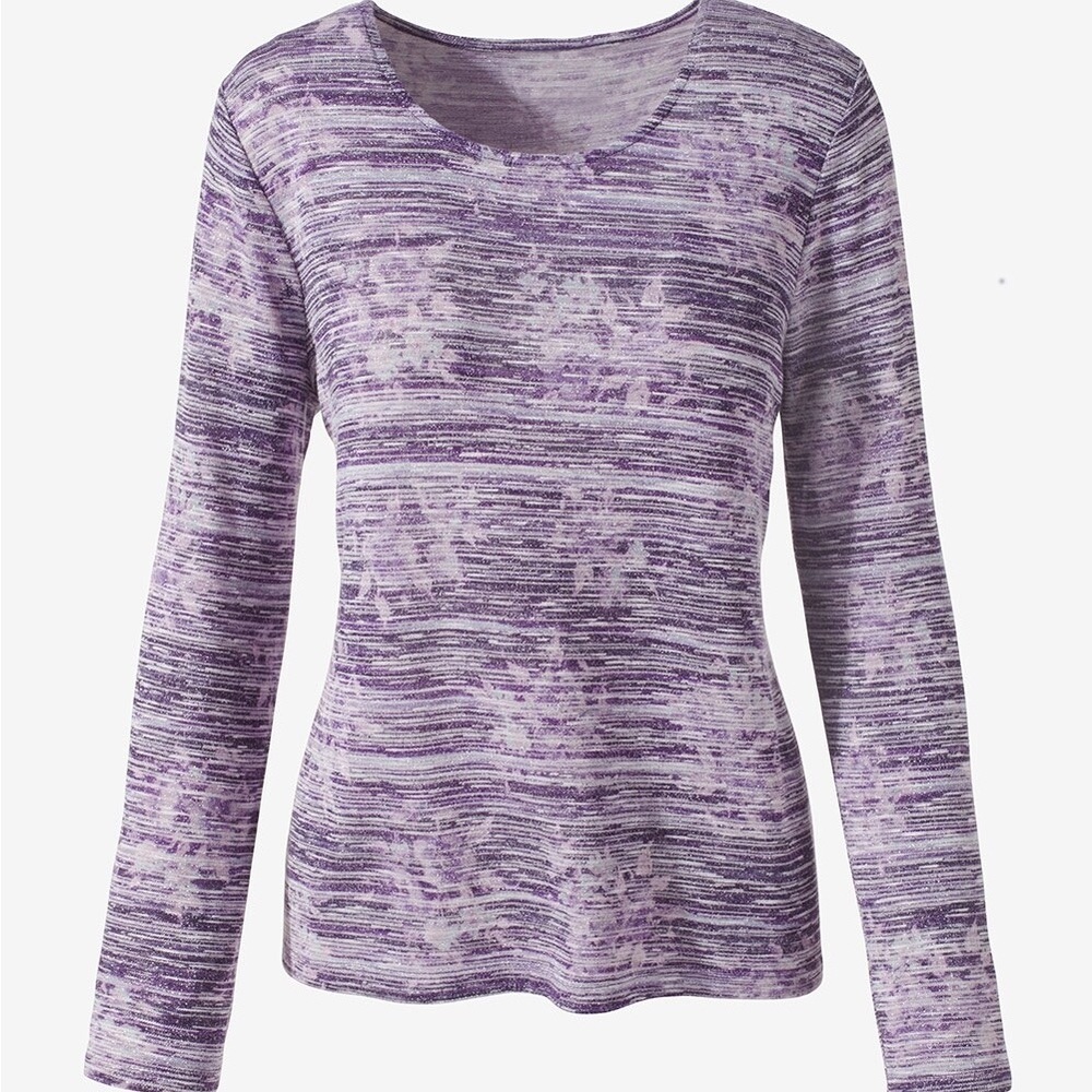 Weekends By Chico’s Purple Cozisoft Supernova Spacedye Long Sleeve Top Size XL